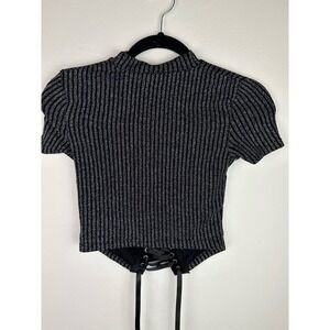 Y2K ALERT!! Black with Silver Detail Turtleneck w/ Open Back